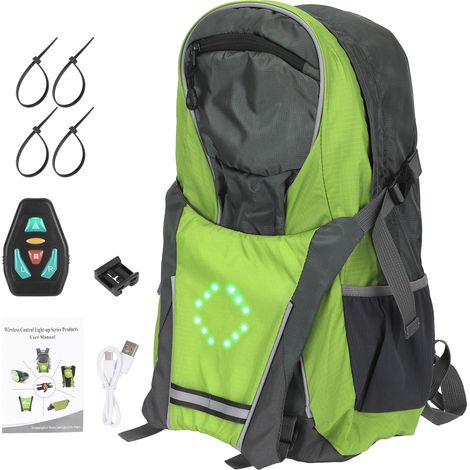 Sac à dos avec clignotants LED télécommandés, feu de signalisation sans fil télécommandé, sac à dos de sécurité pour vélo, sac à dos étanche