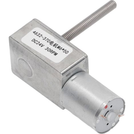 Moteur à courant continu à engrenages résistant aux chocs, turbine carrée à vis sans fin, réducteur de vitesse 24 V CC, filetage M6 x 50 mm, 30 tr/min (1/5)