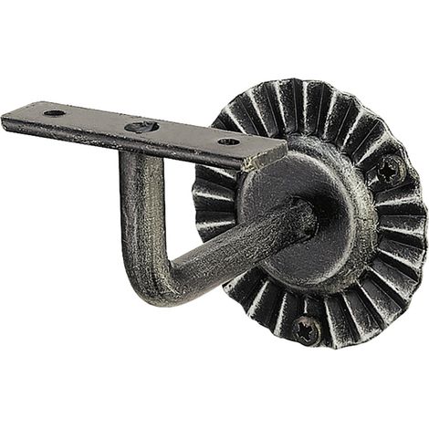 Handlaufträger mit Winkel, Wandabstand 90, schwarz lackiert, patiniert (1/2)