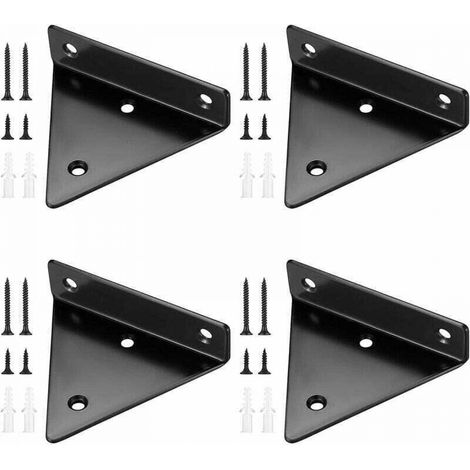 4 Pièces Supports d'étagère Flottants, Supports à Tablettes Muraux Triangulaires Invisibles, Equerre Etagere Murale Métal pour étagère (1/5)