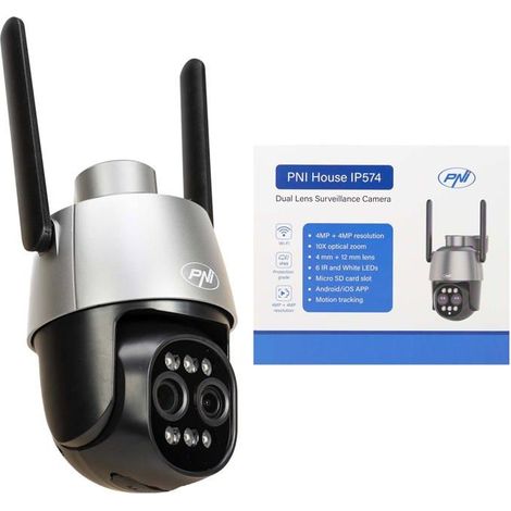 Caméra de vidéosurveillance - PNI - PNI-IP574 - PTZ 355°/90° - Double objectif 4MP+4MP - Zoom optique 10x, IP65