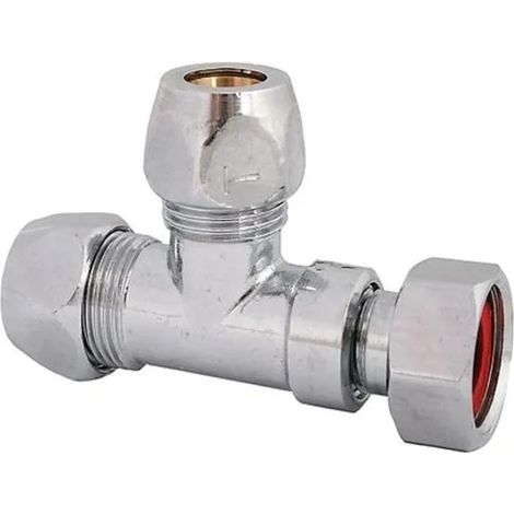 JS Raccordo a T con due raccordi a compressione e ghiera, DN10, 3/8'' x 10mm, cromato, 0018891050001