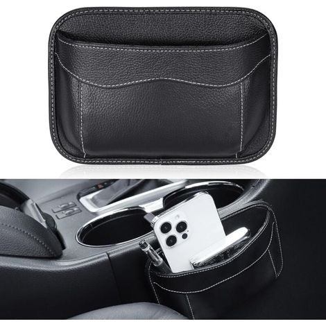 Organiseur LatéRal pour SièGe de Voiture, Organisateur Voiture en Cuir Mini, Accessoire Voiture, Rangement de Voiture Autocollants pour les Portes, la Console, les Fenêtres et les Sièges (1/4)