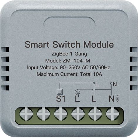 Relè Passo Passo Mini Interruttore ZigBee 3.0, 2 Canali 10A TUYA, Smart Life 10A AC 90-250V 50/60HZ 2200W 40X40X18mm IP20 (1/3)