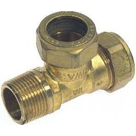 Té de serrage en laiton pour tuyau diam. 15 x 15 mm x 1/2'' (1/2)