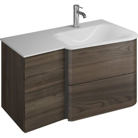 burgbad Badu Mineralguss-Waschtisch inkl. Waschtischunterschrank 92 cm, Becken rechts (1/5)