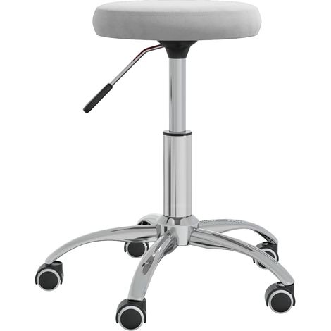 Tabouret de Bureau, Tabouret Pivotant à Roulettes, Tabouret de Bar Hauteur Réglable réglable Velours Gris clair HAV1415 (1/5)