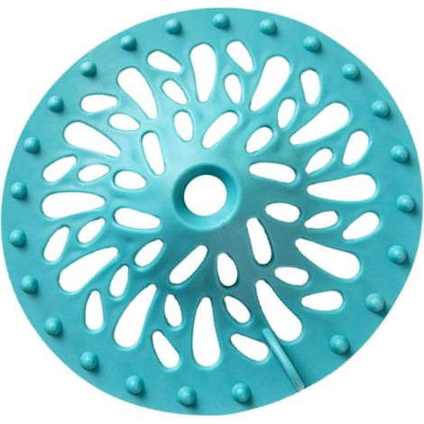 Cache-bonde anti-cheveux bleu pour lavabo et douche, avec filtre et crépine. (1/5)