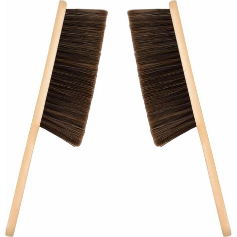 Lot de 2 brosses de nettoyage en bois à poils longs – pour canapé, tapis, vêtements et meubles, antistatiques, bois naturel (1/5)
