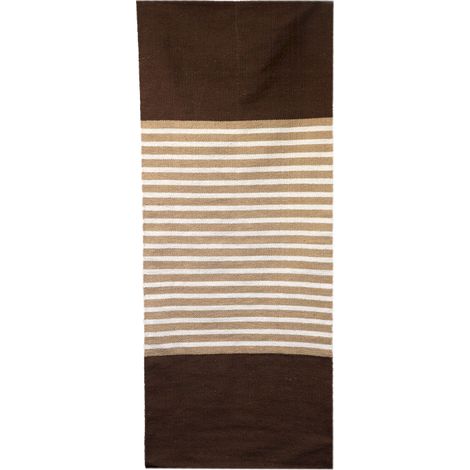 Tapis Indien en Coton - 70x170cm - Marron Foncé / Beige- Vendu par 1 (1/4)