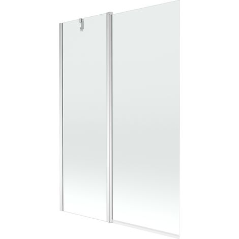 Mampara de Bañera 2 hojas Vidrio transparente, 120x150 cm, Perfil cromo
