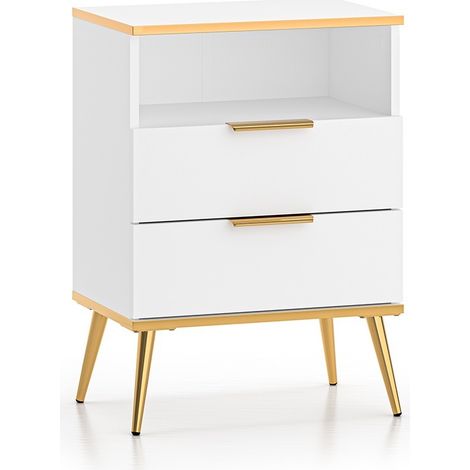 Comodino 2 cassetti Zora bianco 70cm