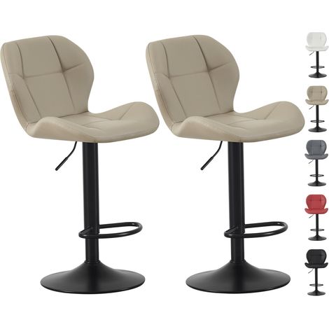 Set of 2 Bar Stools, Height Adjustable Swivel Barstools, Counter Stools with Backrest, Faux Leather Seat, Footrest and Metal Base for Home, Kitchen and Restaurant Stella BROWN