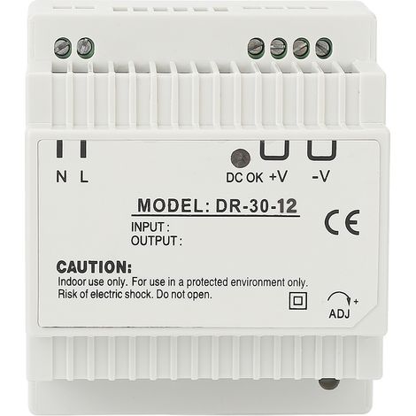 Alimentation 30W 12V 100-240V Transformateur Rail DIN Grade Industriel pour Surveillance Sécurité