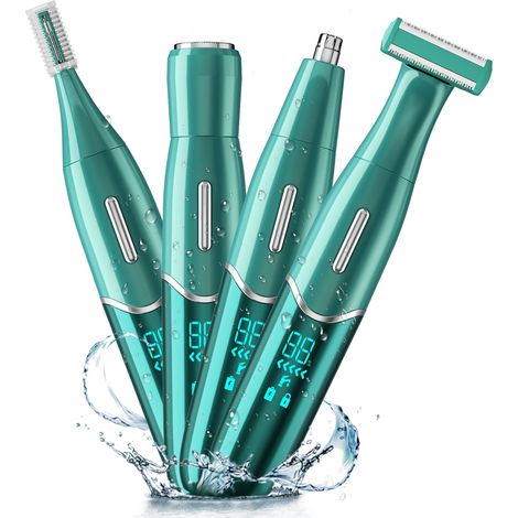 Rasoir électrique pour femmes, 4 en 1, indolore, rechargeable avec écran LED pour le corps, le visage, le nez, les sourcils et les aisselles. (1/5)