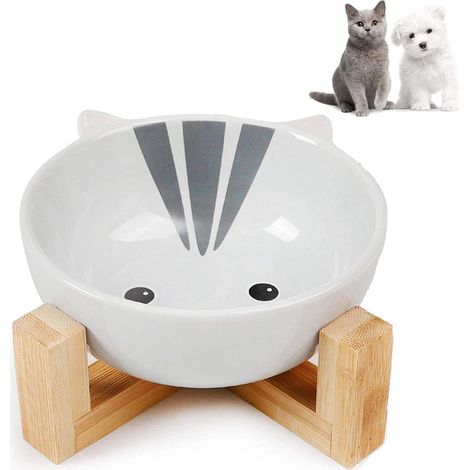 Gamelle en céramique pour chien et chat, support en bambou, ensemble moderne et pratique