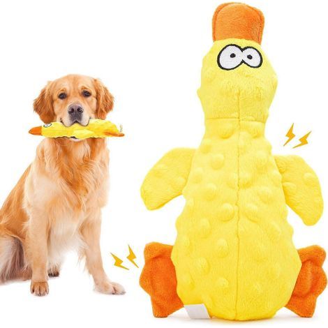 Jouets canard pour chiens, jouets jaunes couineurs pour chiens, jouets interactifs pour chiens, jouets à mâcher résistants pour chiens, jouets doux pour chiens avec papier bruissant (1/5)