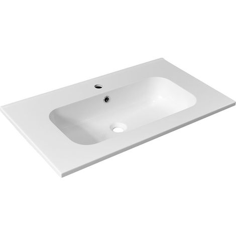 Lavabo SIDRA, marbre coulé, 81x46cm, blanc (1/3)