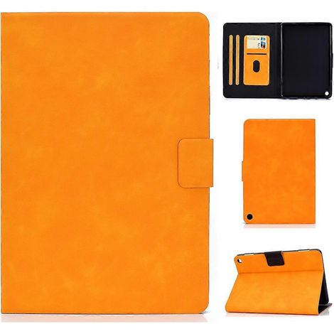 Étui à rabat horizontal en cuir de vache pour Kindle Fire HD8, avec support, emplacements pour cartes et fonction veille/réveil (1/4)