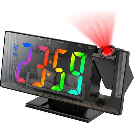 Reloj proyector con indicador de temperatura，Pantalla LED，regulador de brillo y función de repetición de alarma (1/5)