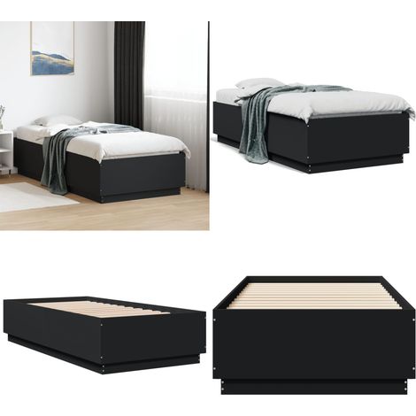Cadre de lit sans matelas noir 90x190 cm - Cadre De Lit - Lit Double - Lit Noir - Meuble Chambre - Literie - Home & Living (1/5)
