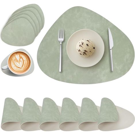 Set De Mesa Redondo - Cuero Pu Doble Cara - Impermeable Y Lavable - Para Uso Doméstico O Comercial - 6 Unidades (1/5)