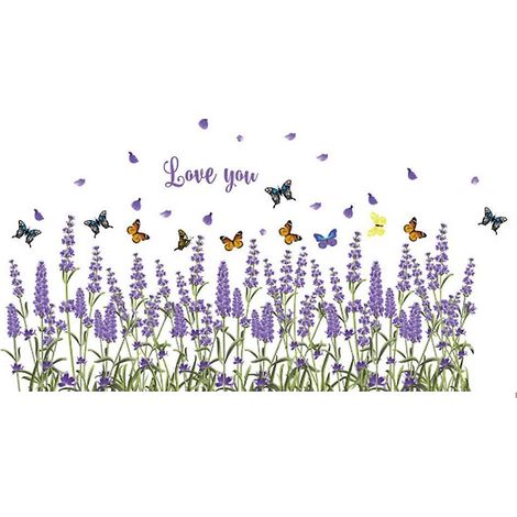 decalmile Stickers Muraux Lavande Fleurs Coin Plinthe Autocollant Mural Herbe Baseboard Dcoration Murale Chambre Enfants Salon (1/5)