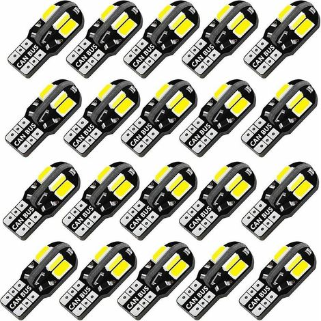Lampe LED T10 W5W 8SMD 5630 1.8W 12V DC Blanc, Lampe de Position Plaque de Jour Éclairage 360° Chip Samsung 5630 160LM 0.15A 50000H, Accessoire Voiture Universel (1/5)