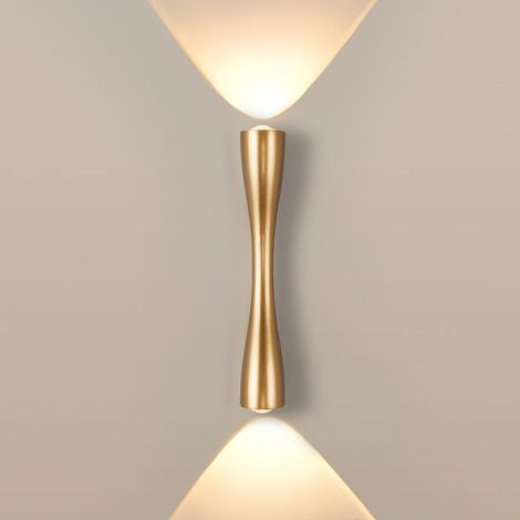 Applique Dorée Murale LED Interieur pour Chambres Couloirs (Lumière Chaude,35CM),Filaire Permanente à Percer,Aluminium Brossé,12 W, Design Moderne,pour Porches,Escalier,Véranda,Garage (1/5)