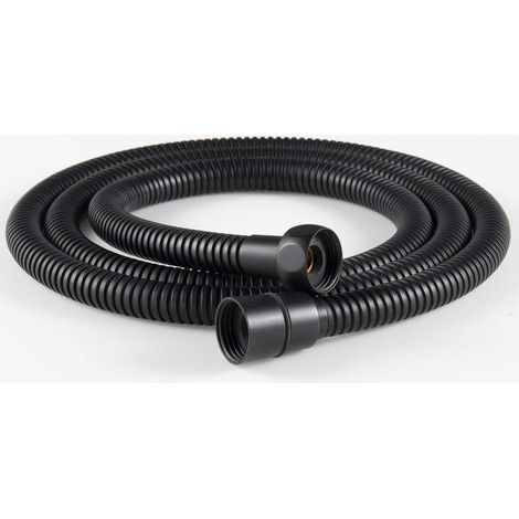 Tuyau de douche flexible en acier inoxydable 1 pièce 1,5 m, raccords en laiton, tuyau de pommeau de douche anti-torsion, tuyau de douche flexible - noir (1/5)