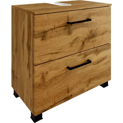 Waschbeckenunterschrank in Eiche Wotan Nb. 60 cm breit MORISSON-03 hängend und stehend einsetzbar, B/H/T: ca. 60/55/35 cm (1/5)