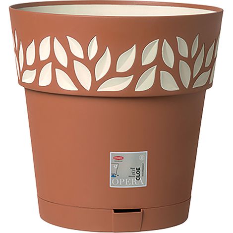 VASO TONDO 'CLOE' ø 20 x h.19 - bianco/travertino  - STEFANPLAST