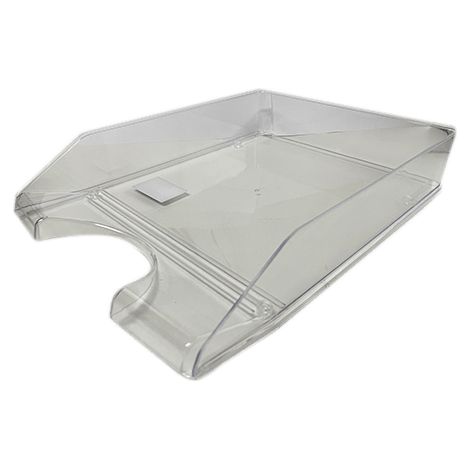 Bandeja escritorio organizador documentos plastico 2 niveles Transparente (1/3)