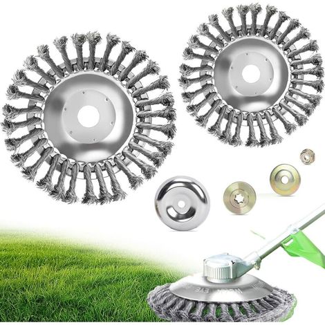 Brosse Métallique Débroussailleuse - 2 Pièces - Acier - Diamètres 150 et 200 mm - Alésage 25,4 mm - Jardin et Terrasse (1/5)