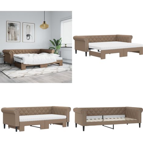 Tagesbett Ausziehbar mit Matratzen Braun 90x200 cm Kunstleder - Sofa - Schlafcouch - Gästebett - Tagesbett - Wohnzimmermöbel - Home & Living (1/5)