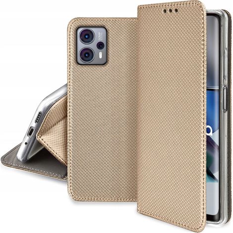 CUSTODIA CHIUSA CON AMMORTIZZATORE ORO per Motorola Moto G53 SMART MAGNET + VETRO (1/5)