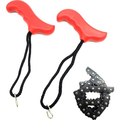 Pocket Chainsaw, Survival Hand Saw, Portable Lightweight Metal Manual Chain Saw Outdoor Emergency Survival Accessory,Red (1/5)