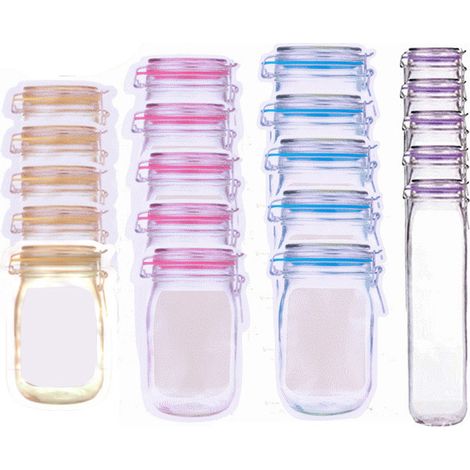 Mason Jar Bags 4 Sizes Reusable Freezer Bags Food Storage Bags for Travel, Camping, Picnics 20Pcs (1/5)