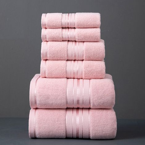 8-teiliges 100% Baumwolle Set Waschlappen Handtuch Badetuch rosa (1/5)