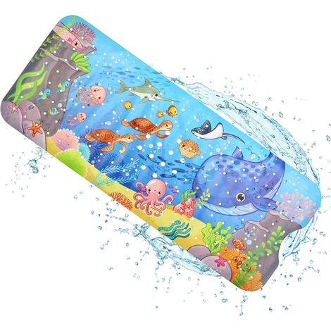 Alfombrilla de ducha antibacteriana, 100x40cm, con ventosas, lavable a máquina, acanalada. (1/5)