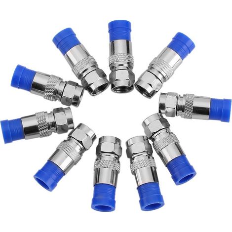10 pièces Connecteur Coaxial RG6 Mâle Étanche Compression pour Antenne (1/5)