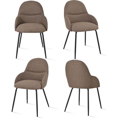 Goeurvant Chaises de salle à manger au style scandinave minimaliste, offrant un soutien dorsal optimal et une base en bois stable - Lot de 4 – Marron