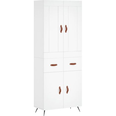 vidaXL Credenza Bianca 69,5x34x180 cm in Legno Multistrato (1/5)
