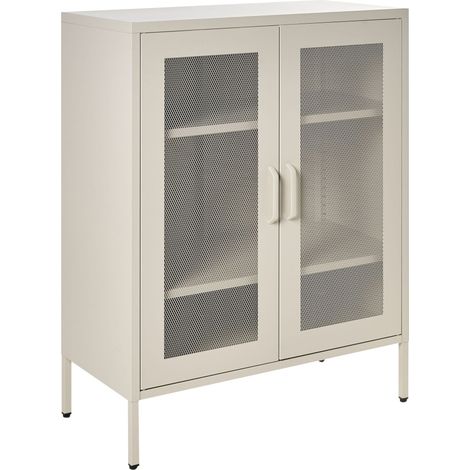 Office Cabinet Beige Metal 2 Doors Locks Keys Industrial Design Home Office Furniture WAKATIPU