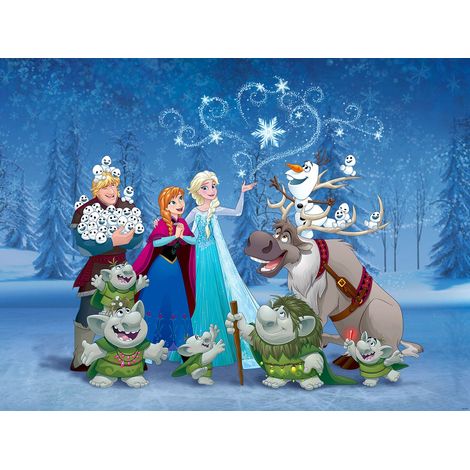 papier peint panoramique La Reine des neiges bleu  - Disney (1/4)