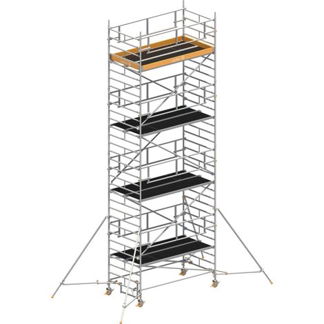 Layher Rollgerüst Uni Breit P2 Safety Plus mit Doppelgeländer und ausziehbaren Gerüststützen 9,20m AH (1/3)