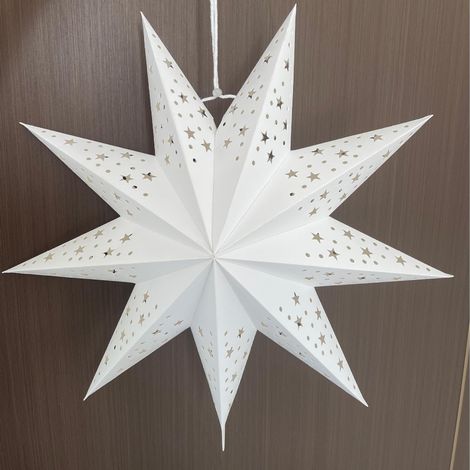 Décoration de Noël : étoile à neuf branches ajourée (45 cm) – Abat-jour ajouré en relief pour vitrine de magasin, décoration festive, suspension pour sapin de Noël (1/3)