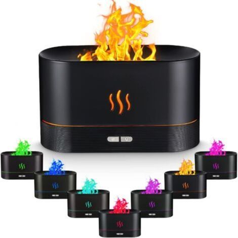 Aroma-Diffusor, 180 ml, 7 Farben mit Flammeneffekt, leiser Luftbefeuchter für Büro und Yoga, automatische Abschaltung bei Wassermangel – Crezuo
