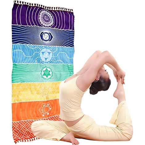 1 toalla de secado rápido, de poliéster, con diseño colorido, ideal para la playa, la piscina o yoga. (1/5)