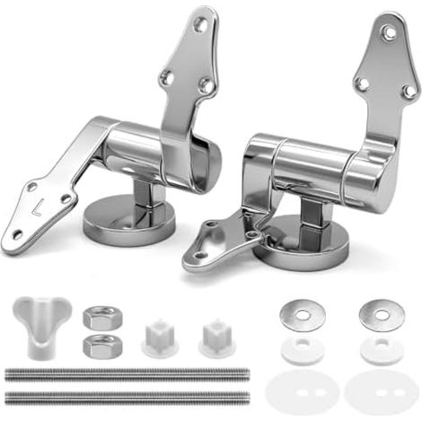 WC Sitz Scharniere, kit fixation abattant WC avec frein de chute, charnière alliage zinc pour siège toilette (1/5)
